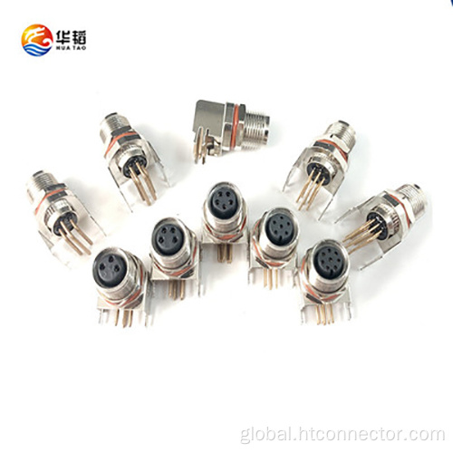 PCB Board-end Bent Needle Waterproof Connector M8 3/4/5/6/7/8P core female base waterproof connector Factory